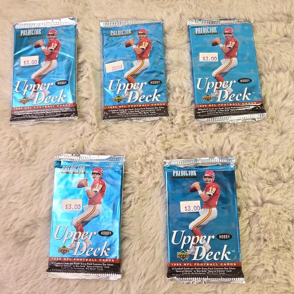 5 Pack Lot 1995 Upper Deck NFL Football Hobby Packs Sealed Joe Montana Predictor